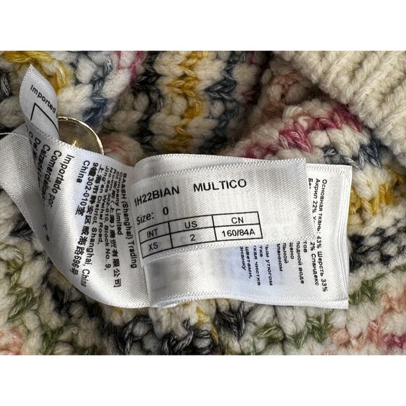 Ba&sh Bianca Multi Chunky Wool Knit Round Neck Button Cardigan Sweater XS - Picture 6 of 7